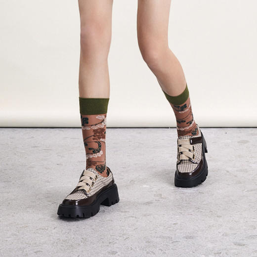 谜底学院风中筒袜2024春季新款复古文艺花色百搭袜子女2241MQ0403 商品图2