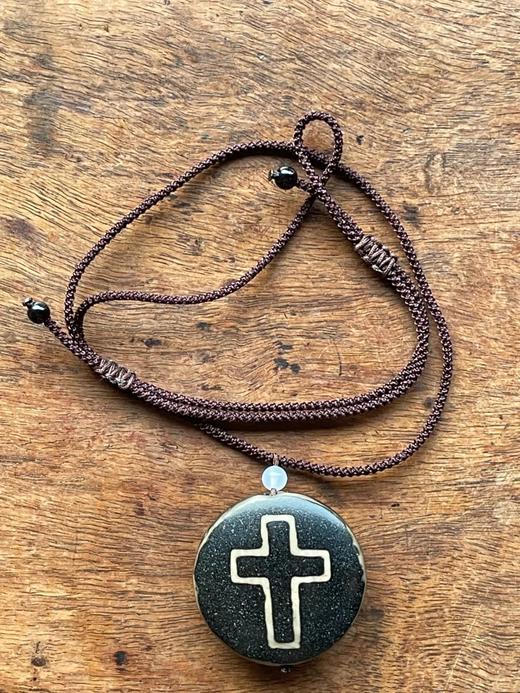 玛瑙镶蚀十字纹扁珠项链，顺丰包邮 商品图1