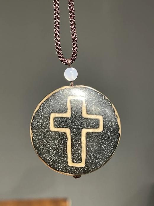 玛瑙镶蚀十字纹扁珠项链，顺丰包邮 商品图3