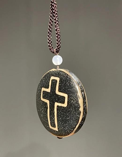 玛瑙镶蚀十字纹扁珠项链，顺丰包邮 商品图13