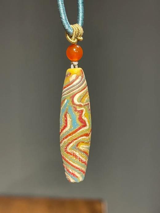 绞胎琉璃橄榄珠绳结项链，顺丰包邮 商品图0