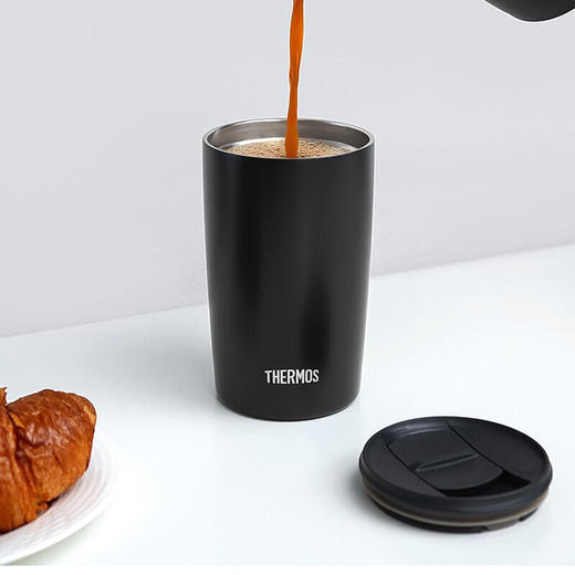 膳魔师（THERMOS）保温杯415毫升咖啡杯男女士情侣学生简约便携水杯子 TCDP-400 BK 商品图1