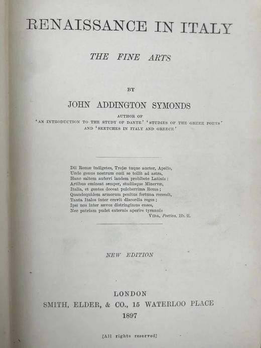 1897年 西蒙兹  文艺复兴时期的意大利艺术 漆布精装32开 商品图4