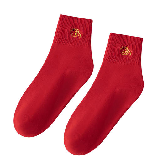 新年袜子【本命年红色袜子】情侣结婚礼盒装 大红袜子刺绣男女 商品图4