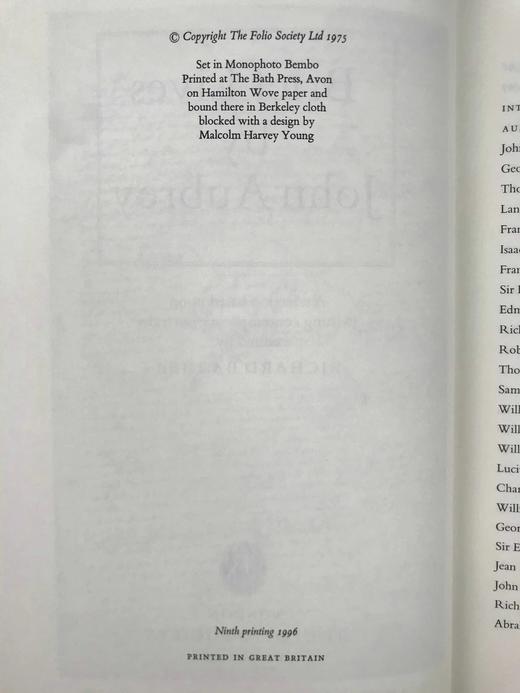 约翰·奥布雷《英国名人小传》节选（1996） 数十幅插图 精装16开带书匣 商品图3