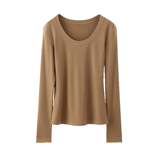 TG-TG03S279秋冬女羊绒圆领打底衫 竖条加绒保暖高弹内搭长袖打底衫 商品图4