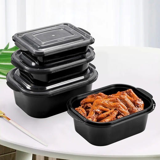 喇叭花一次性方形盒子小碗菜锁扣餐盒小份菜防盗扣加厚外卖打包盒 商品图2