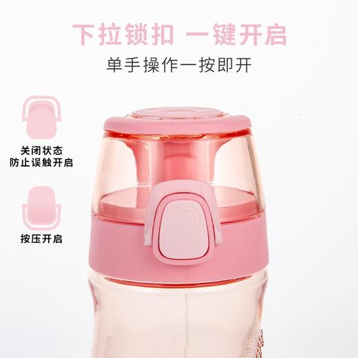 膳魔师（THERMOS）Tritan塑料水杯夏季男女运动瓶户外露营便携随行杯带提手茶杯TCSD 700ml优雅粉 商品图3