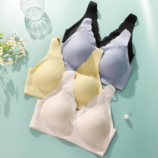 熳洁儿 舒适减压大胸显小蕾丝无钢圈背心式无痕美背内衣女聚拢文胸21251546 商品图4