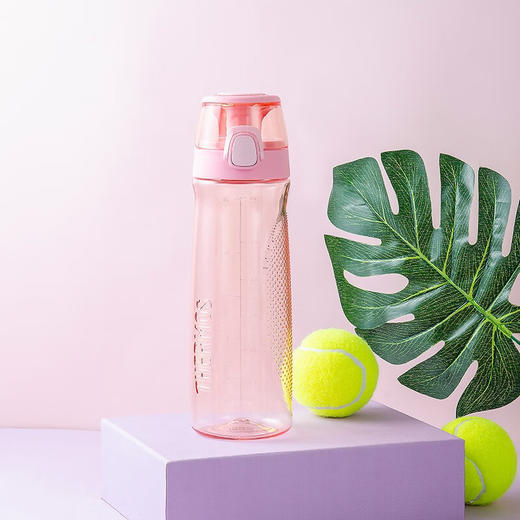 膳魔师（THERMOS）Tritan塑料水杯夏季男女运动瓶户外露营便携随行杯带提手茶杯TCSD 700ml优雅粉 商品图4