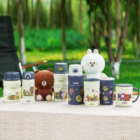 膳魔师（THERMOS） 保温杯LINE FRIENDS露营系列便携保温杯咖啡杯男女学生儿童水杯 TSK2-520S-CP(LF)奶油白焖烧罐
