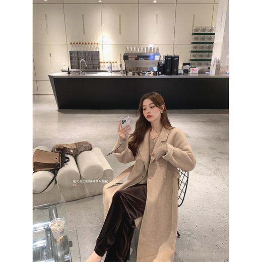 金蘑菇菇 黑标二代骆驼绒 / 七周年巨献 慵懒大气中长双面呢大衣 商品图5