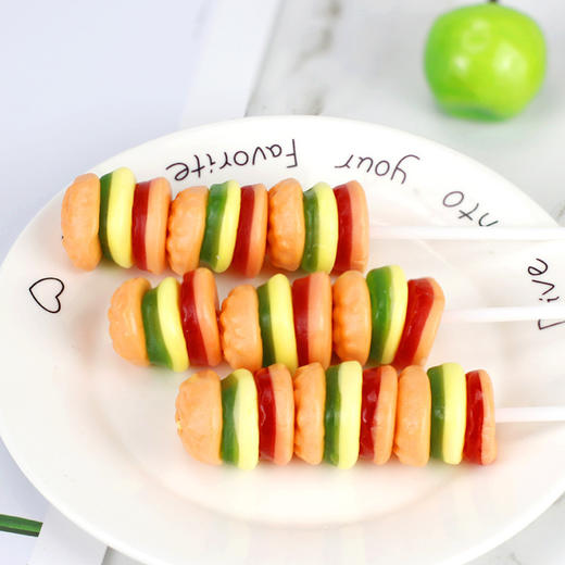 【甜而不腻不粘牙！汉堡糖软糖】添加维生素c 28克串烧儿童学生零食小卖部   棒棒糖盒装糖果 商品图1