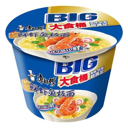 康师傅鲜虾鱼板面大食桶136g*12桶 商品图1