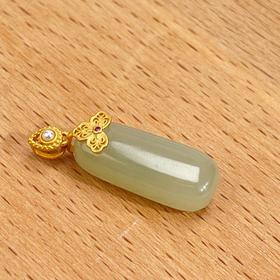 19524-S925和田玉长无事牌约31*10mm吊坠无链