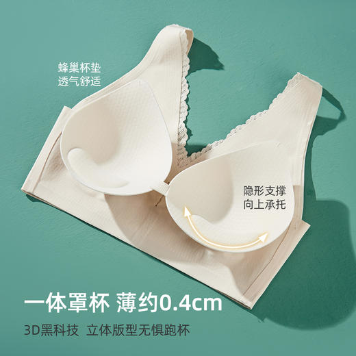 熳洁儿 舒适减压大胸显小蕾丝无钢圈背心式无痕美背内衣女聚拢文胸21251546 商品图2