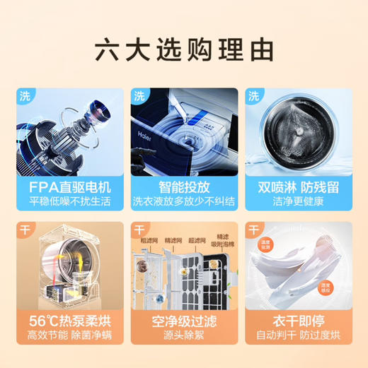 海尔（Haier）洗烘套装 EG100MATE7WU1+EHG100FMATE7WU1 商品图2