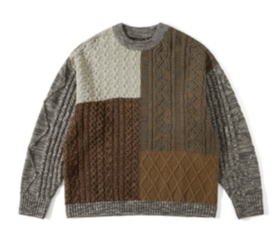 OUTORI/23OUS002/圆领拼接套头毛衣