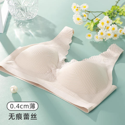 熳洁儿 舒适减压大胸显小蕾丝无钢圈背心式无痕美背内衣女聚拢文胸21251546 商品图1