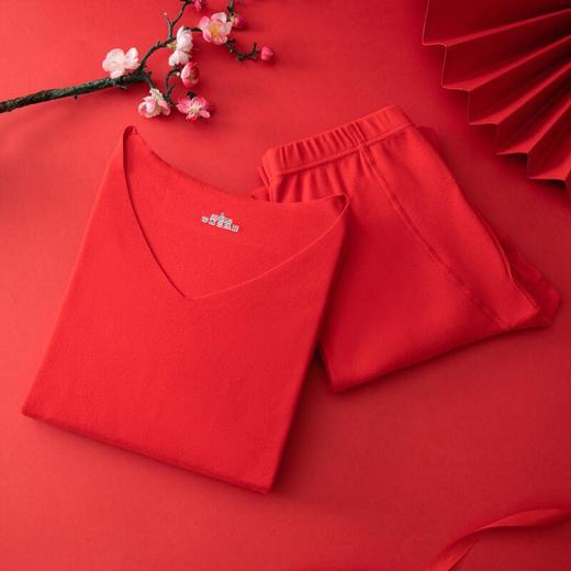 本命年【大红色保暖内衣套装】情侣结婚喜庆 男女款打底秋衣秋裤 新年 商品图6