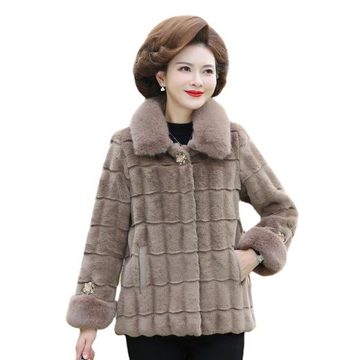 仿水貂绒皮草外套，洋气休闲妈妈装纯色短款上衣中年女装TYWF-A942OAAA232 商品图4