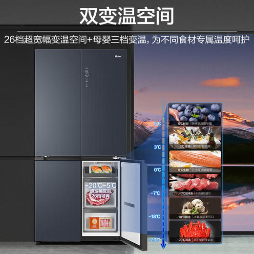 海尔冰箱518L超薄零嵌式十字对开门四开门T型全空间保鲜干湿分储EPP净味除菌一级变频风冷无霜智能冰箱 518升星光灰+超薄零嵌+全空间保鲜+EPP超净BCD-518WGHTD1BGNU1 商品图5