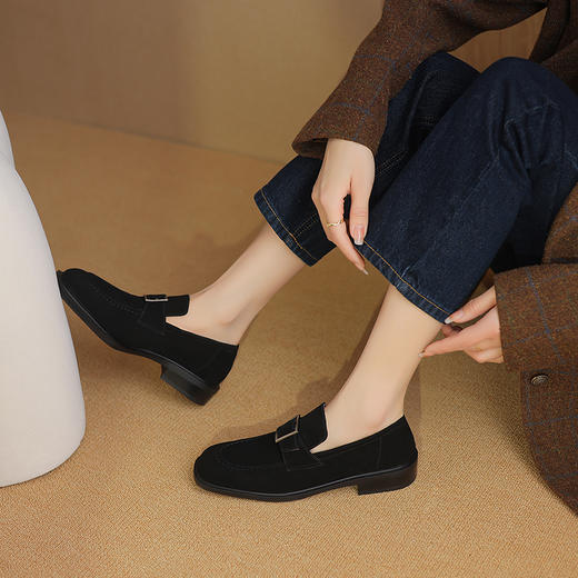 复古简约，一脚蹬头层羊反皮懒人单鞋KMN-2011 商品图12