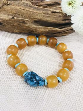 5F JADE 吉祥灵玉 老金珀原矿松石手串