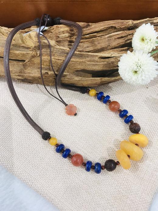 5F JADE 吉祥灵玉 蜜蜡青金石项链 商品图0