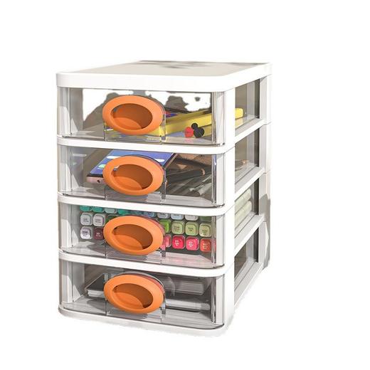 透明可叠加分格抽屉式收纳盒化妆品文具整理盒办公桌面置物架防尘 商品图4