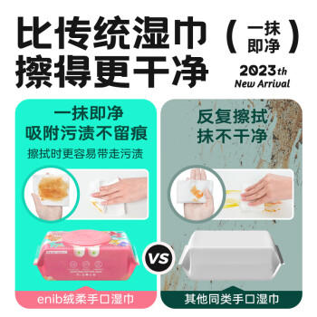 怡恩贝多彩婴儿手口湿巾80片*10包湿纸巾儿童湿巾纸宝宝一次性洗脸湿巾 /家庭清洁/纸品 /清洁纸品 /湿巾 商品图1