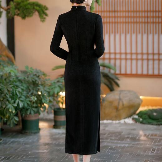 SYG-686长袖旗袍复古民国风改良年轻款少女日常针织连衣裙优雅中长款 商品图3