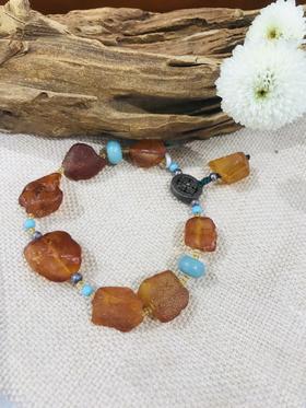 5F JADE 吉祥灵玉 海漂琥珀原石手链