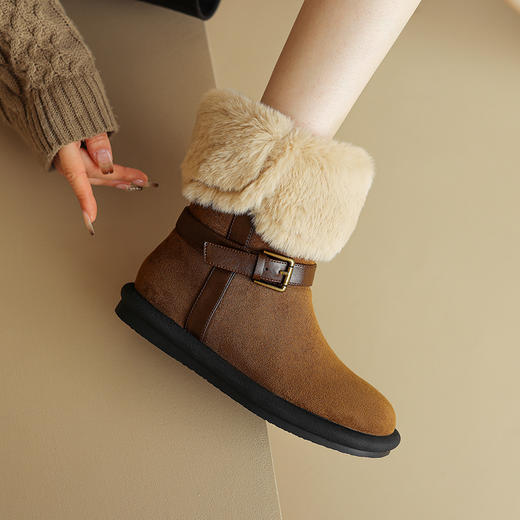 两穿可翻折雪地靴，加绒棉鞋毛毛中筒靴DYJ-CM6845 商品图8