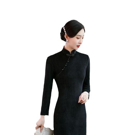 SYG-686长袖旗袍复古民国风改良年轻款少女日常针织连衣裙优雅中长款 商品图6