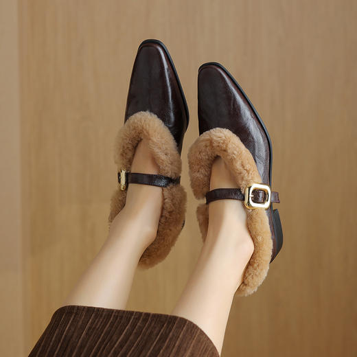 爆款优雅，尖头浅口头层羊皮低跟单鞋XCC104 商品图9