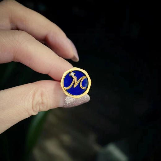 龢盒原创 私人定制复古字母18k金青金/黑玛瑙袖扣 商品图2