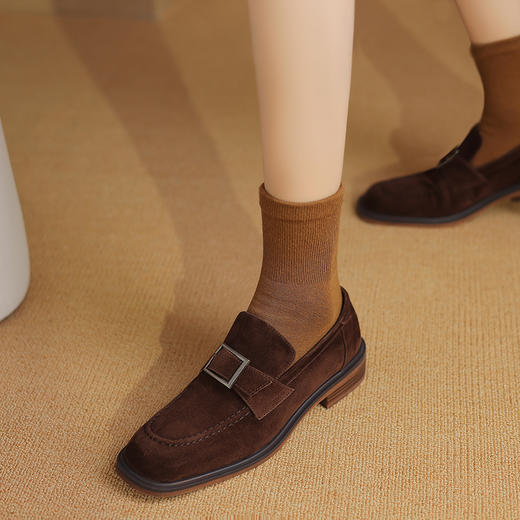 复古简约，一脚蹬头层羊反皮懒人单鞋KMN-2011 商品图4