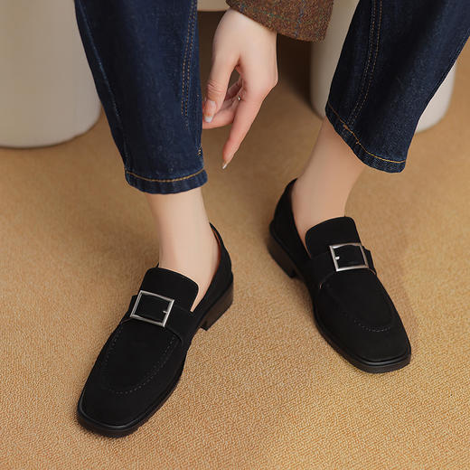 复古简约，一脚蹬头层羊反皮懒人单鞋KMN-2011 商品图11