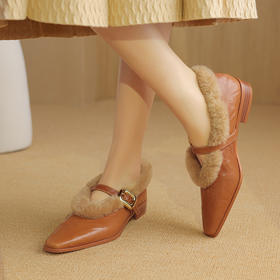 爆款优雅，尖头浅口头层羊皮低跟单鞋XCC104