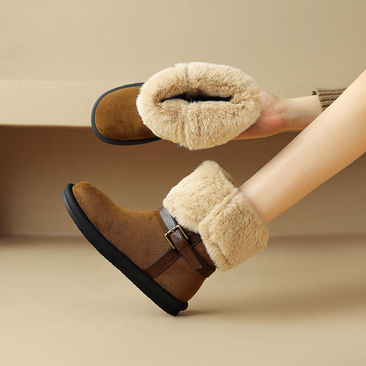 两穿可翻折雪地靴，加绒棉鞋毛毛中筒靴DYJ-CM6845 商品图12