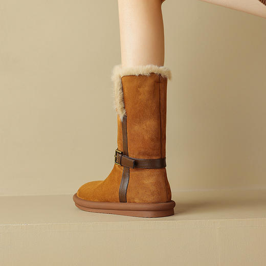 两穿可翻折雪地靴，加绒棉鞋毛毛中筒靴DYJ-CM6845 商品图6