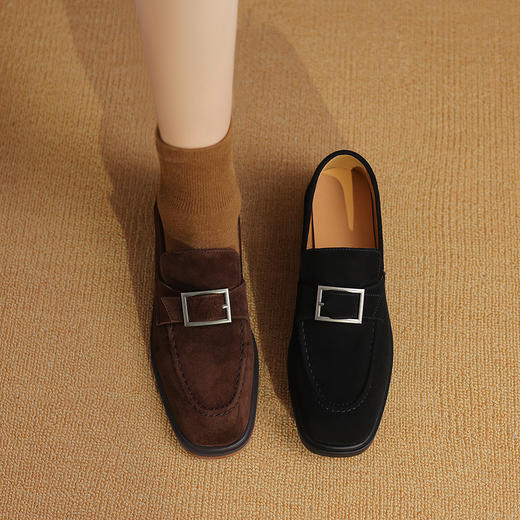 复古简约，一脚蹬头层羊反皮懒人单鞋KMN-2011 商品图2