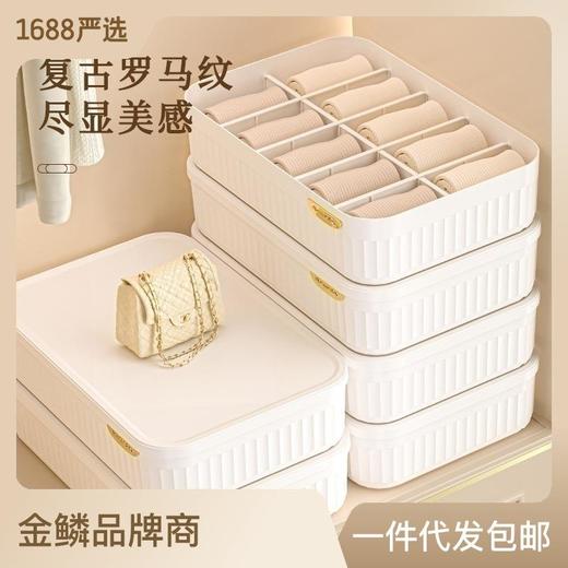 INS内衣收纳盒家用分格防尘内裤袜子整理盒大容量杂物带盖收纳筐 商品图0