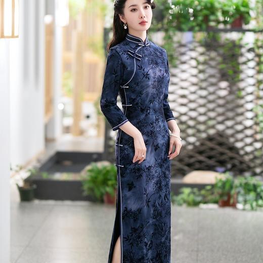 SYG-708新款旗袍冬款加厚植绒长款时尚显瘦复古高档旗袍 商品图2