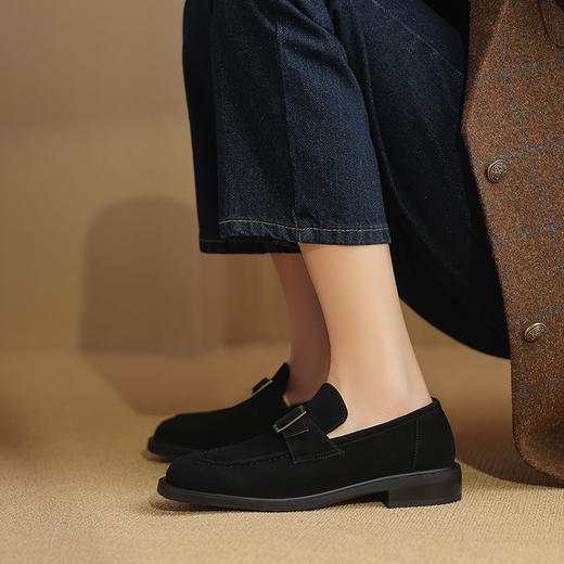 复古简约，一脚蹬头层羊反皮懒人单鞋KMN-2011 商品图9