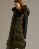 Yves Salomon - Down Coat Technical Fabric/Lg Hair Lamb - Hunter Green - 女装 - 羽绒大衣 - 墨绿 商品缩略图1