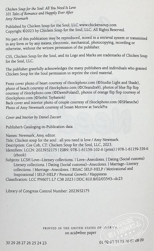 【中商原版】心灵鸡汤 英文原版 Chicken Soup for the Soul All You Need Is Love 101 Tales of Romance Amy Newmark 商品图3