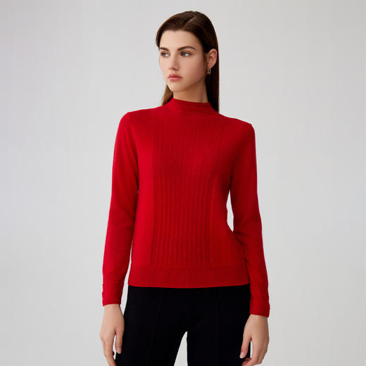 【半价款半高领羊绒衫】羊绒世家秋冬新品女士100%山羊绒衫内搭保暖毛衣 商品图4