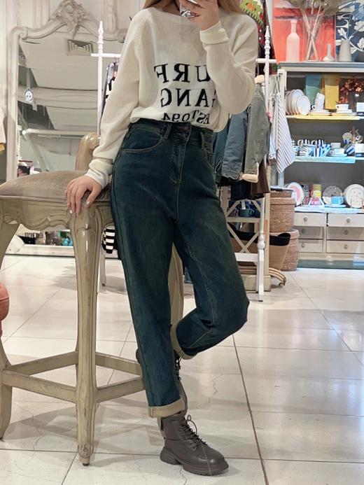 冬季两粒扣复合绒小哈伦牛仔裤 154872418 商品图0